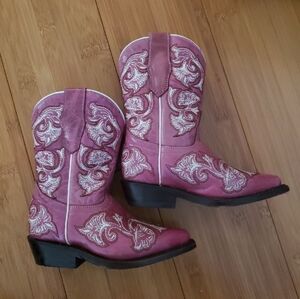 Girls Corral Pink Cowboy Boots 8.5